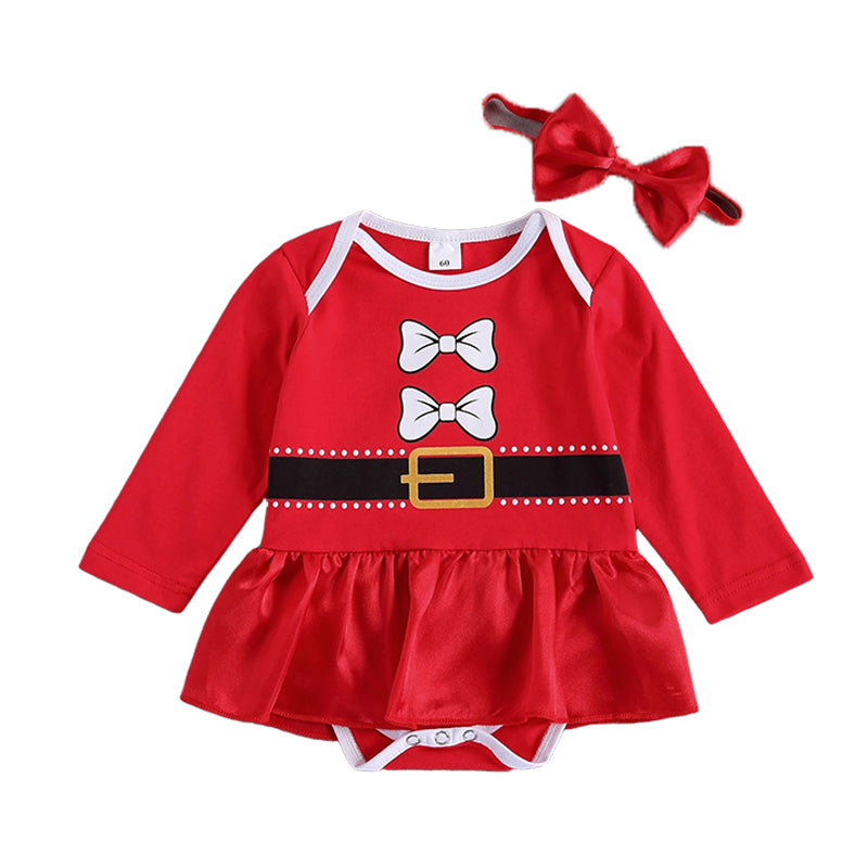 Baby Girls Cartoon Print Christmas Rompers Wholesale 221216101