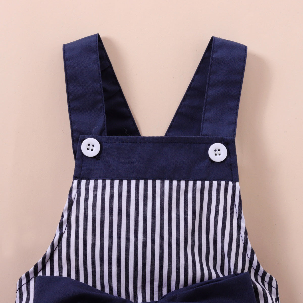 Baby Unisex Striped Color-blocking Bow Rompers Wholesale 221216108