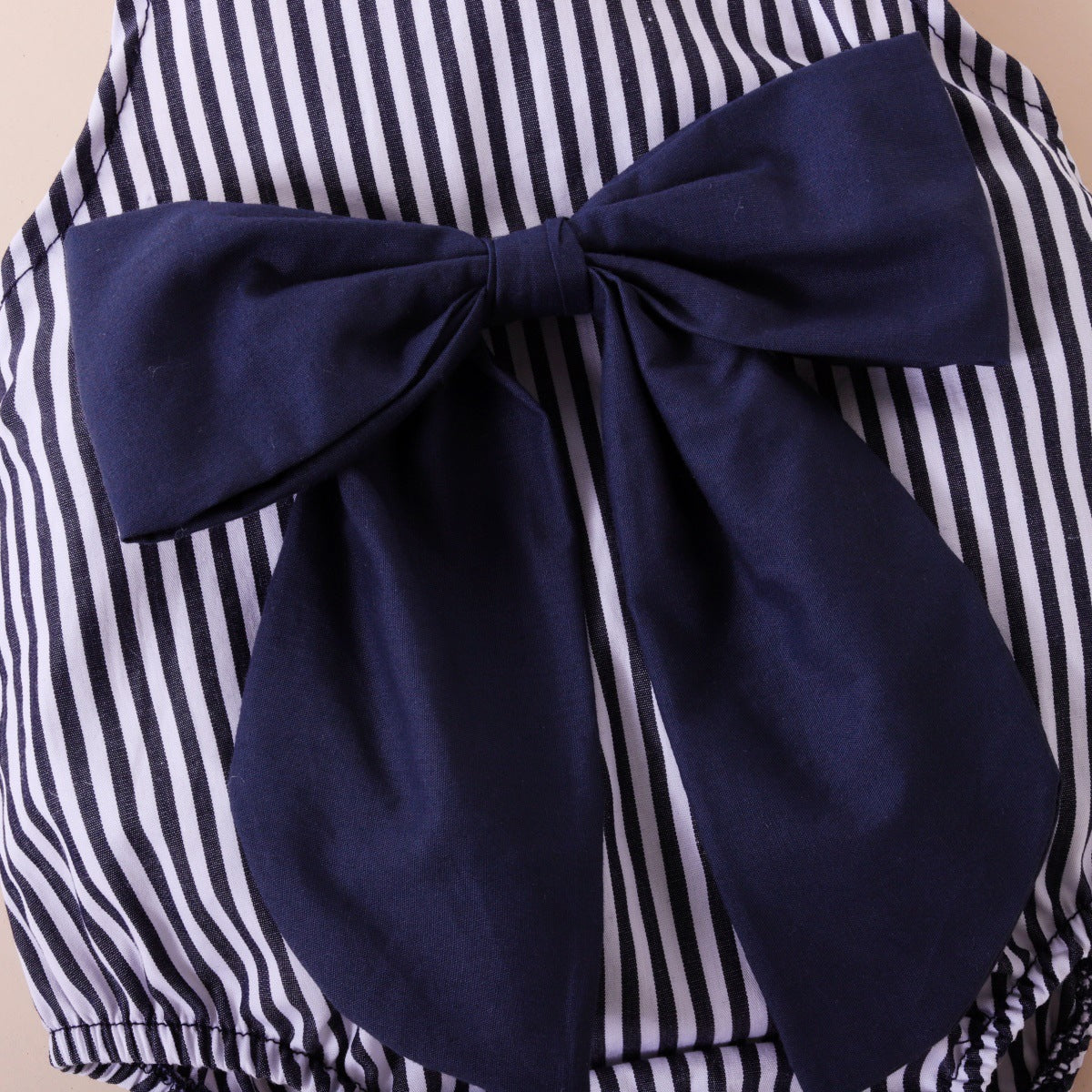 Baby Unisex Striped Color-blocking Bow Rompers Wholesale 221216108