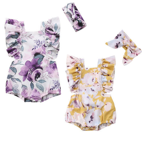 Baby Girls Print Rompers Accessories Headwear Wholesale 22121611