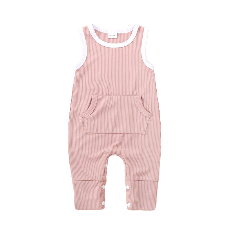 Baby Unisex Color-blocking Muslin&Ribbed Jumpsuits Wholesale 221216111