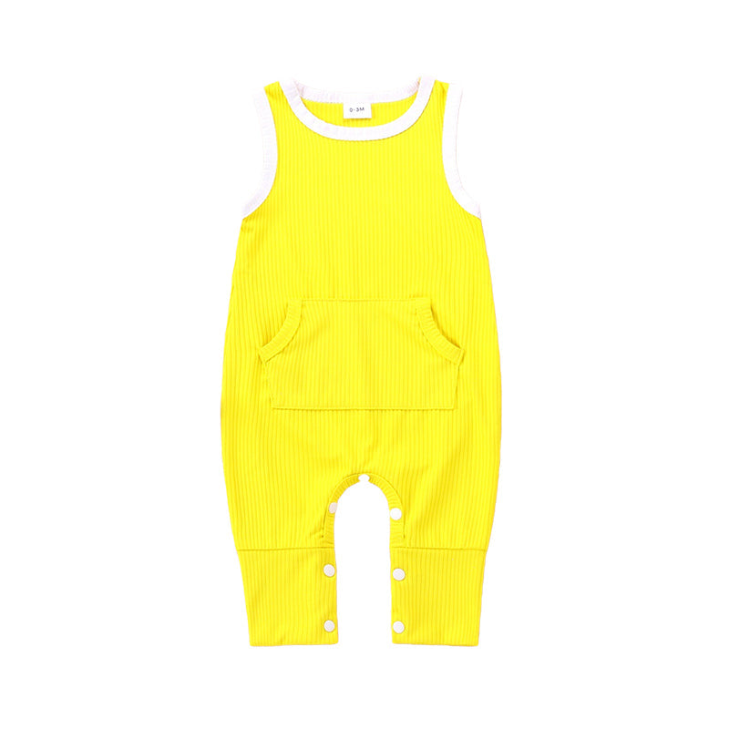 Baby Unisex Color-blocking Muslin&Ribbed Jumpsuits Wholesale 221216111