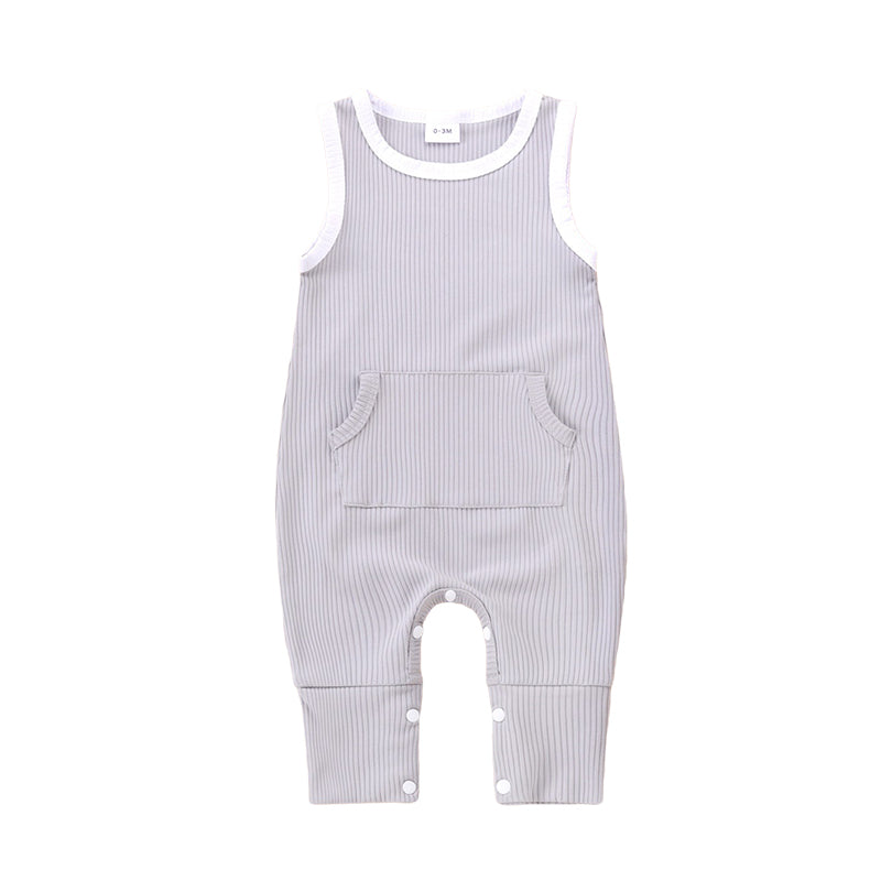 Baby Unisex Color-blocking Muslin&Ribbed Jumpsuits Wholesale 221216111