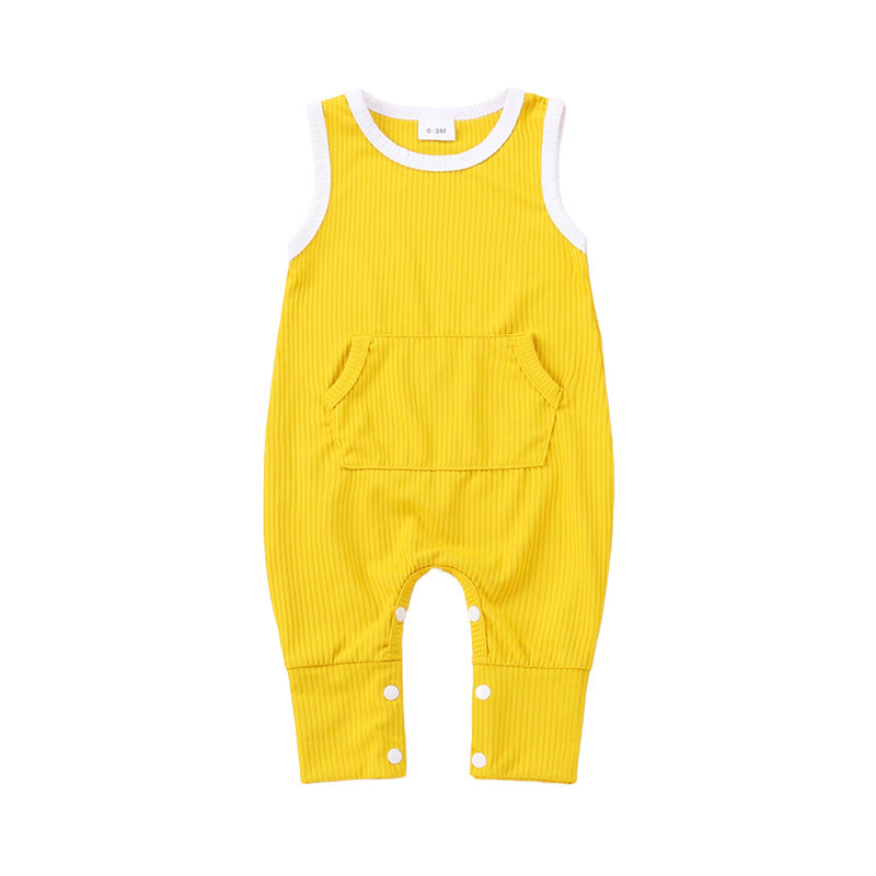 Baby Unisex Color-blocking Muslin&Ribbed Jumpsuits Wholesale 221216111