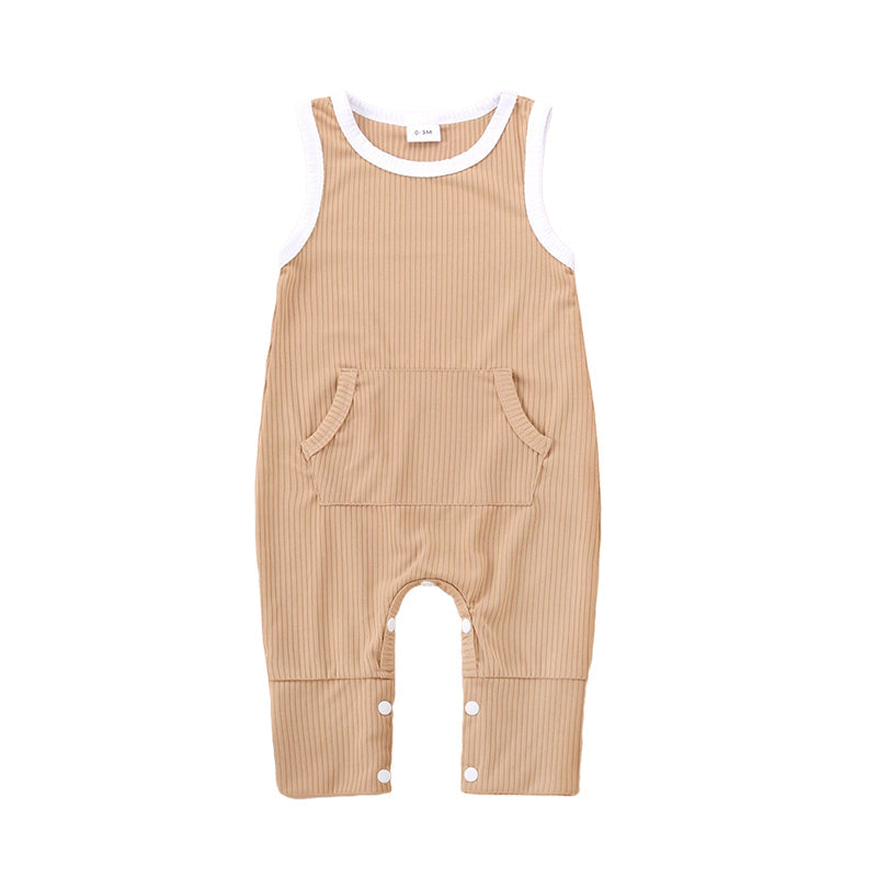 Baby Unisex Color-blocking Muslin&Ribbed Jumpsuits Wholesale 221216111