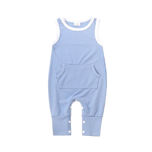 Baby Unisex Color-blocking Muslin&Ribbed Jumpsuits Wholesale 221216111