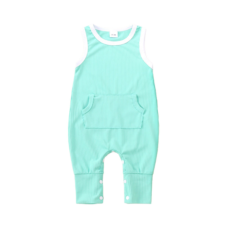 Baby Unisex Color-blocking Muslin&Ribbed Jumpsuits Wholesale 221216111