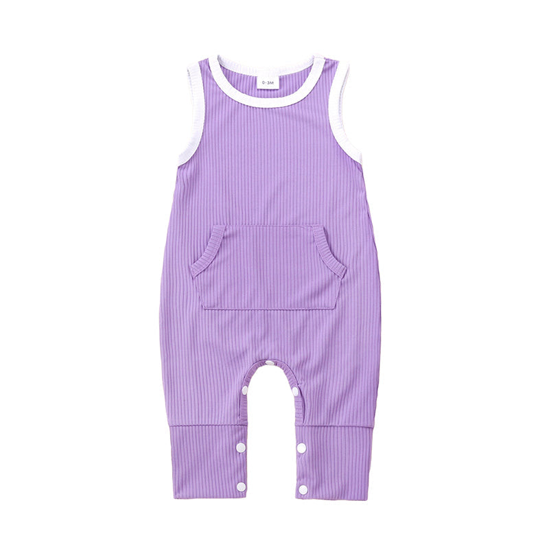 Baby Unisex Color-blocking Muslin&Ribbed Jumpsuits Wholesale 221216111