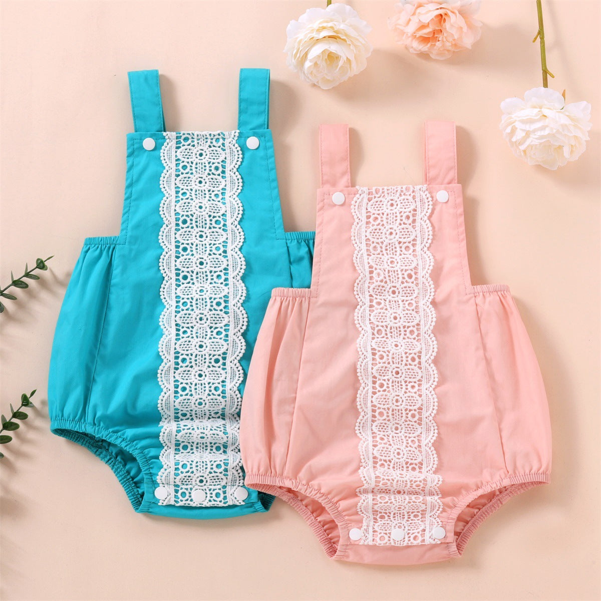 Baby Girls Color-blocking Lace Rompers Wholesale 221216117