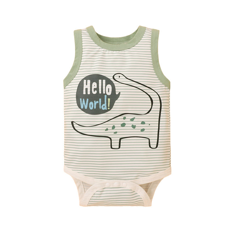 Baby Boys Striped Dinosaur Print Rompers Wholesale 221216119