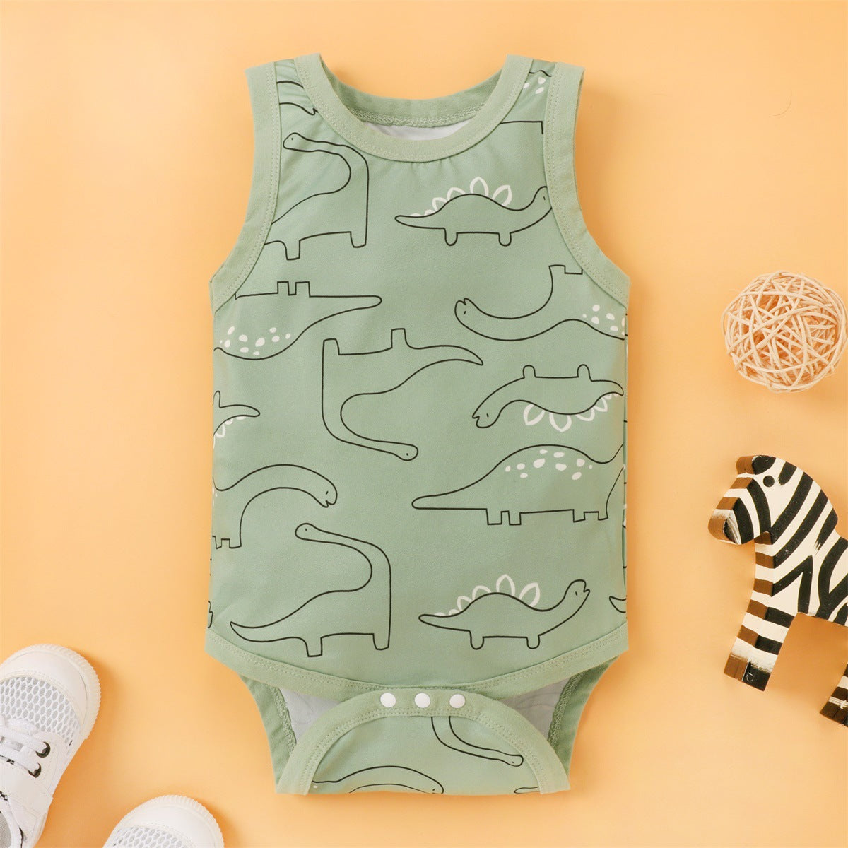 Baby Boys Striped Dinosaur Print Rompers Wholesale 221216119