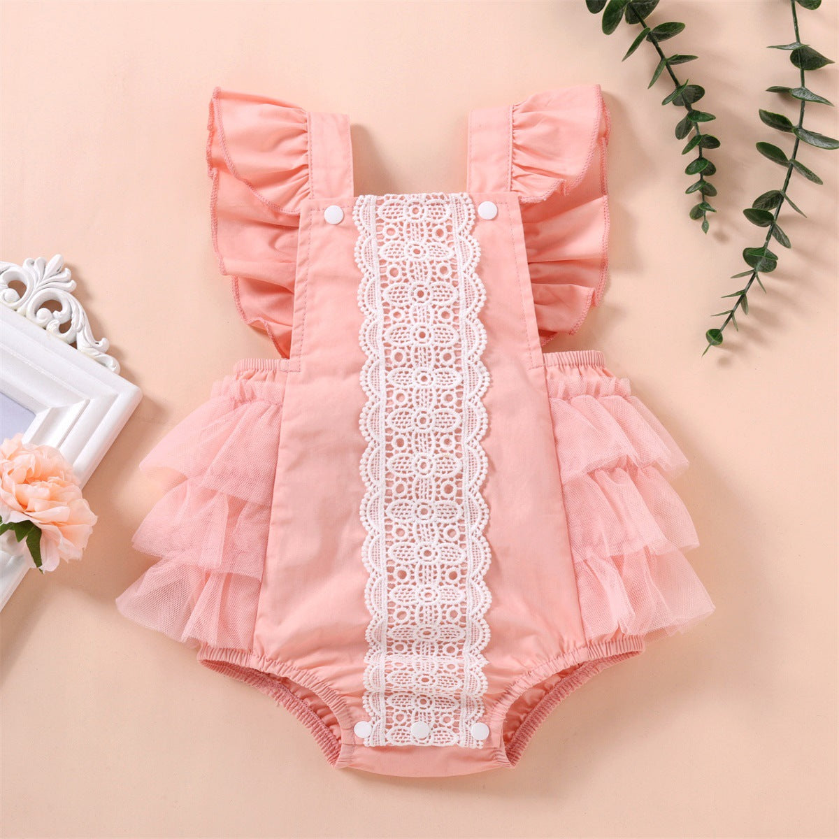 Baby Girls Solid Color Lace Rompers Wholesale 221216127