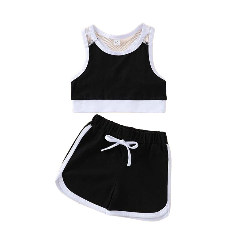 2 Pieces Set Baby Kid Unisex Color-blocking Tank Tops And Shorts Wholesale 221216139