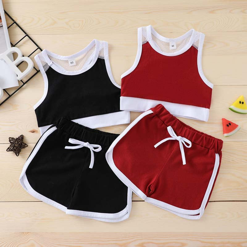 2 Pieces Set Baby Kid Unisex Color-blocking Tank Tops And Shorts Wholesale 221216139