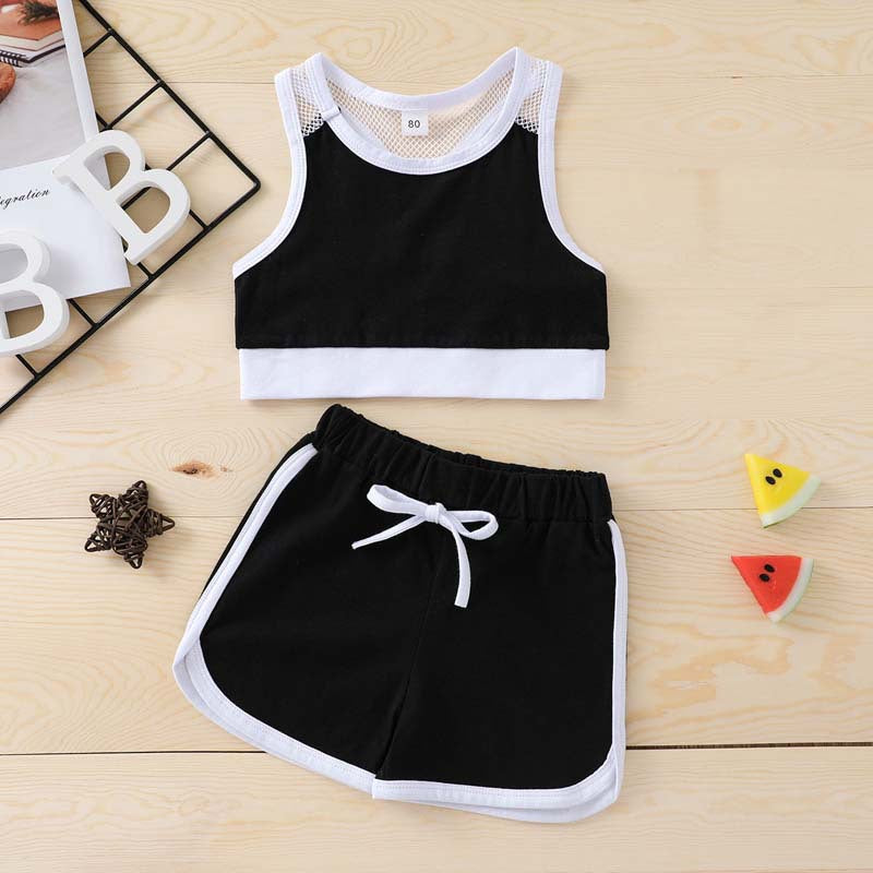 2 Pieces Set Baby Kid Unisex Color-blocking Tank Tops And Shorts Wholesale 221216139