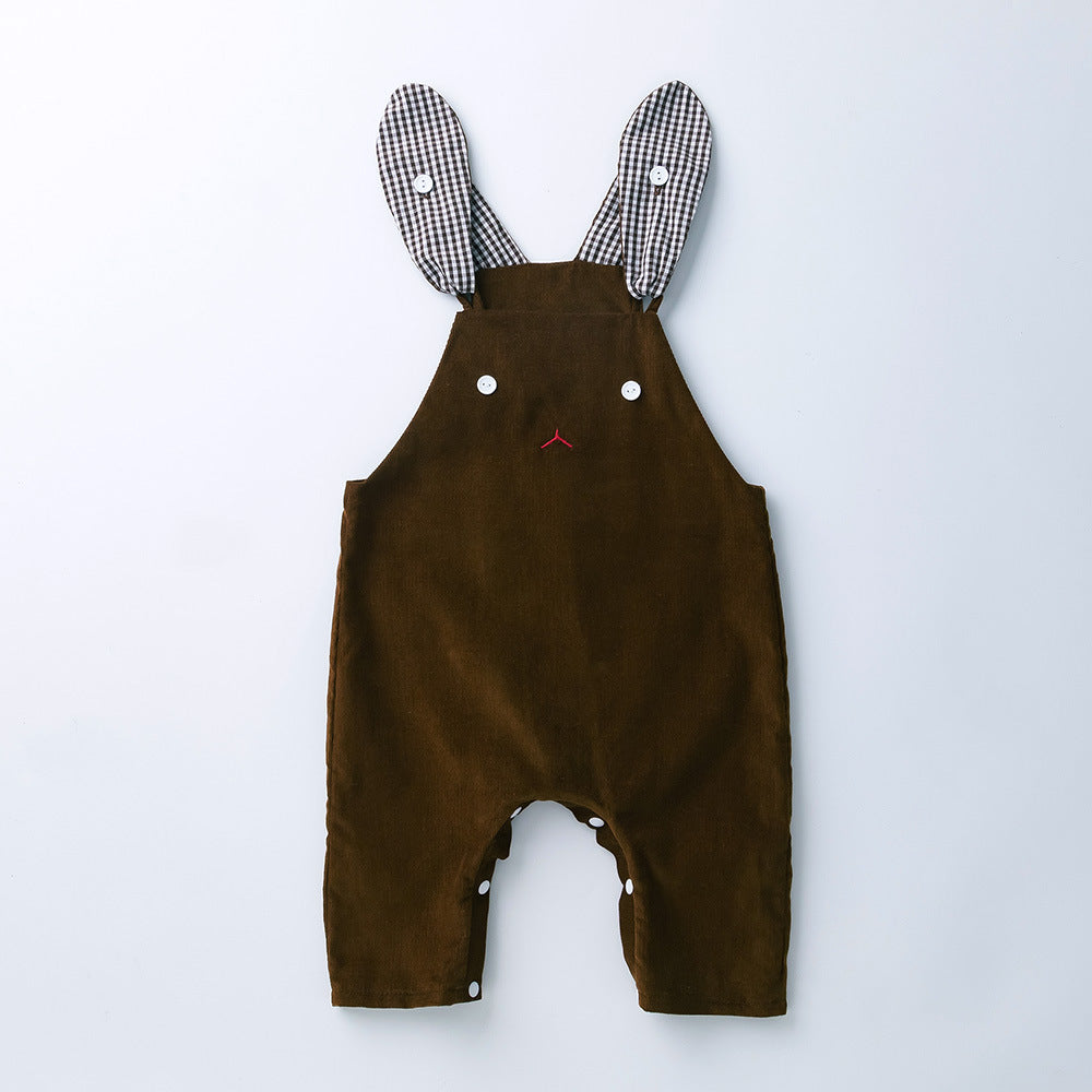 Baby Kid Unisex Checked Animals Embroidered Jumpsuits Wholesale 221216156