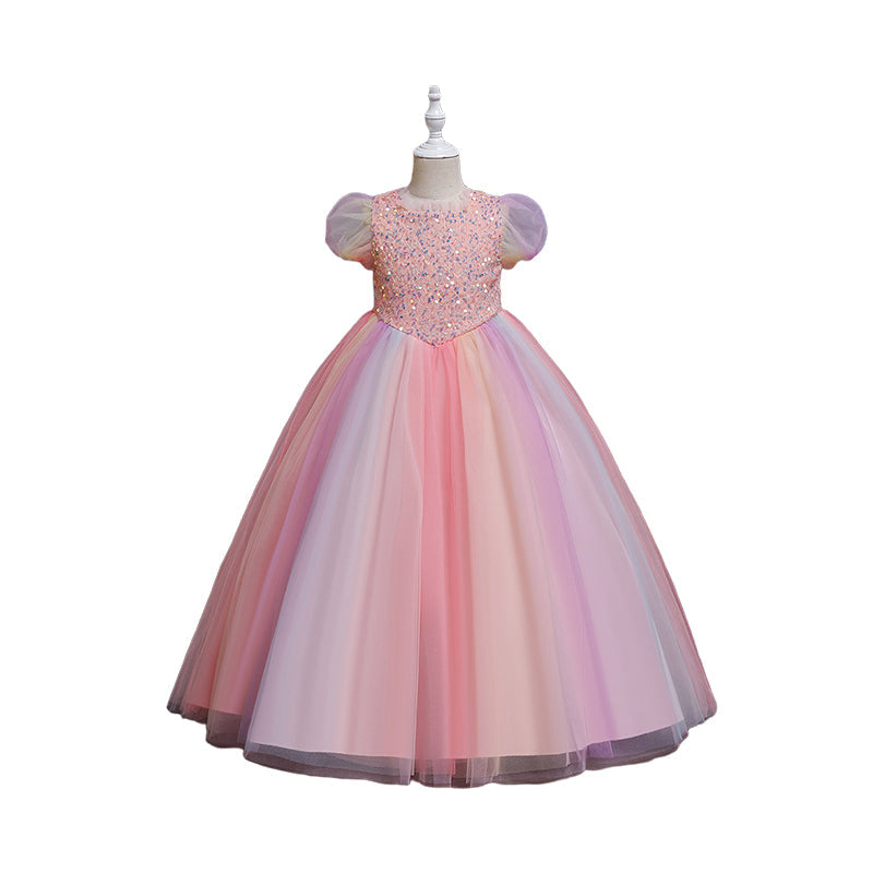 Kid Girls Solid Color Dressy Party Dresses Princess Dresses Wholesale 221216159