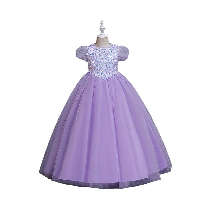 Kid Girls Solid Color Dressy Party Dresses Princess Dresses Wholesale 221216159