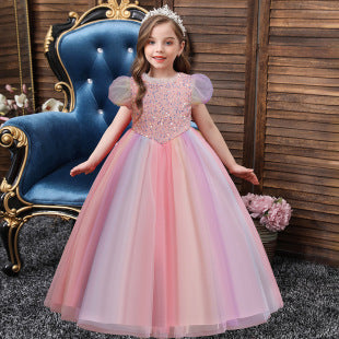 Kid Girls Solid Color Dressy Party Dresses Princess Dresses Wholesale 221216159