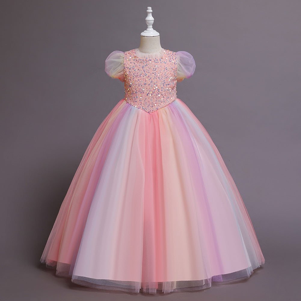 Kid Girls Solid Color Dressy Party Dresses Princess Dresses Wholesale 221216159