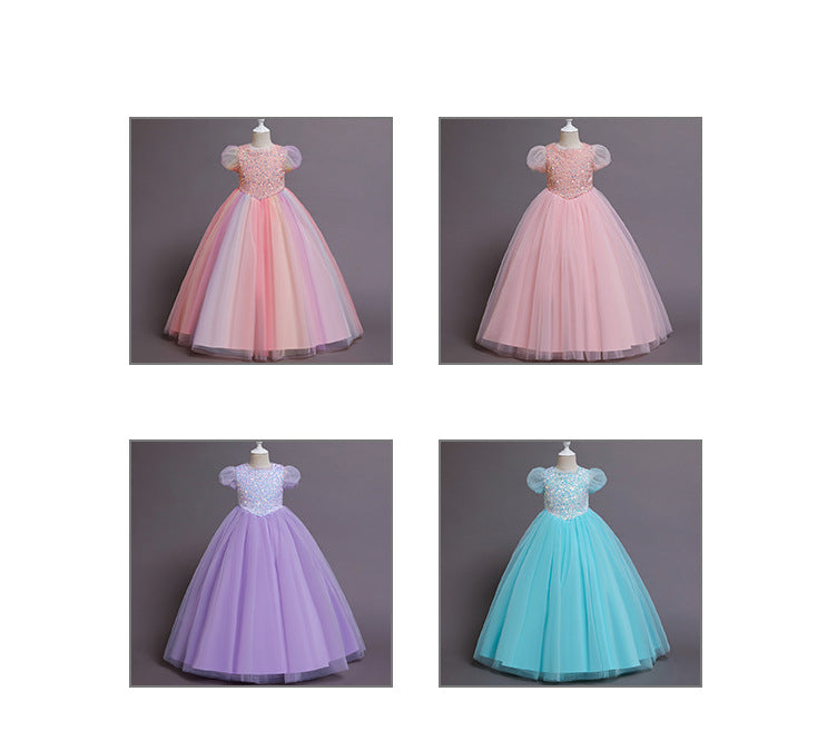 Kid Girls Solid Color Dressy Party Dresses Princess Dresses Wholesale 221216159