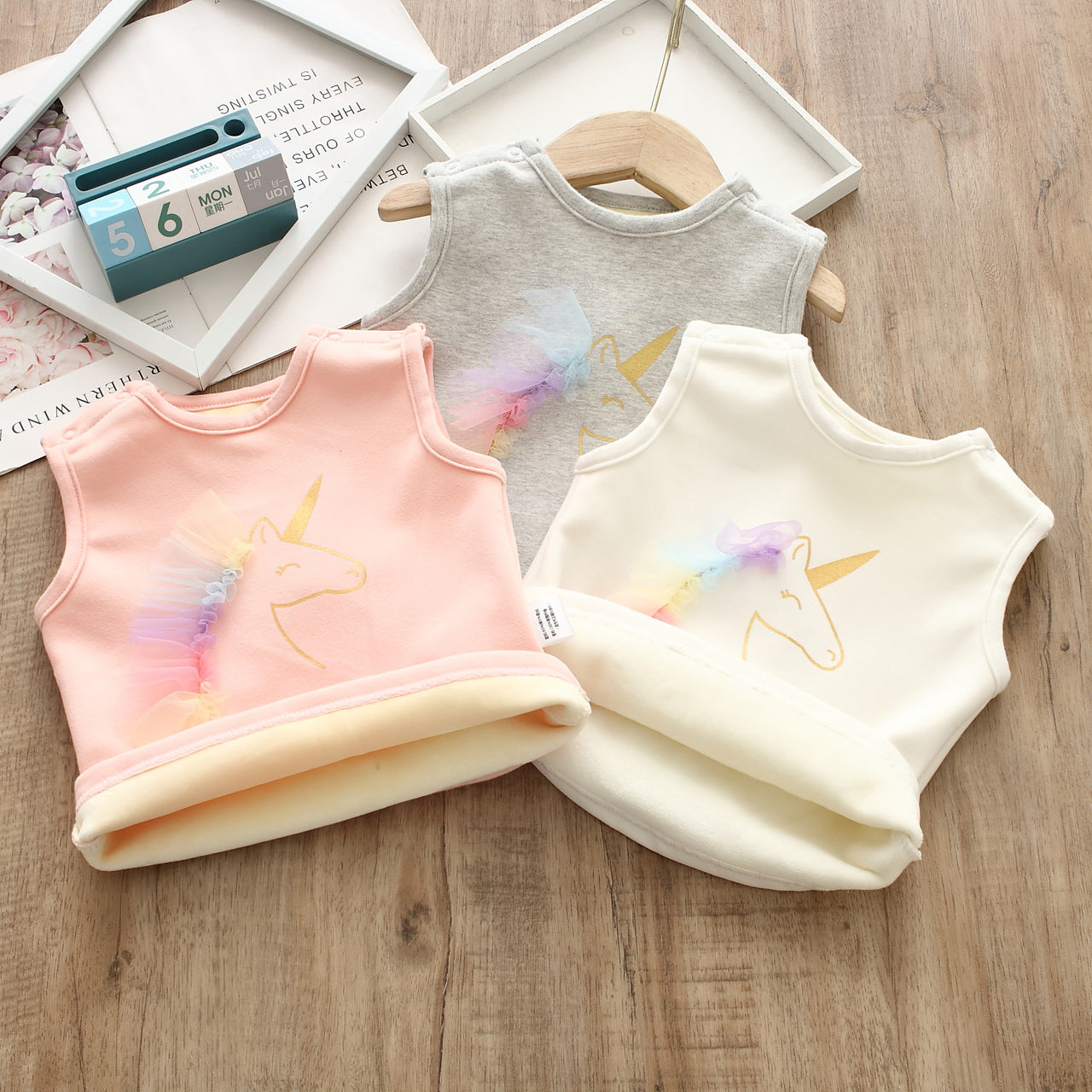 Baby Girls Unicorn Print Tank Tops Wholesale 221216160