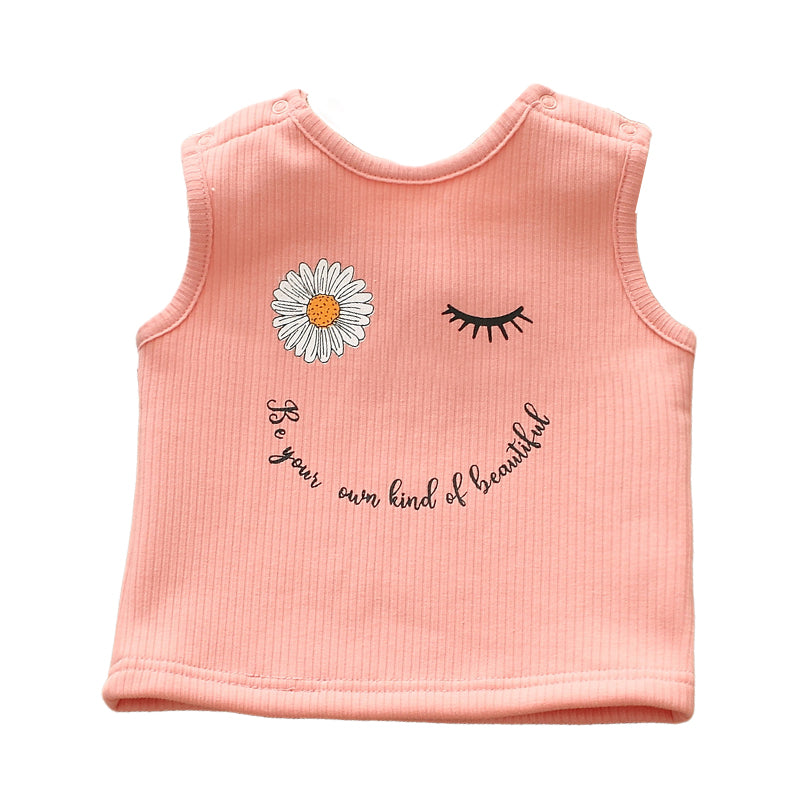 Baby Girls Letters Flower Print Tank Tops Wholesale 221216167