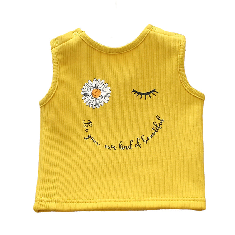 Baby Girls Letters Flower Print Tank Tops Wholesale 221216167