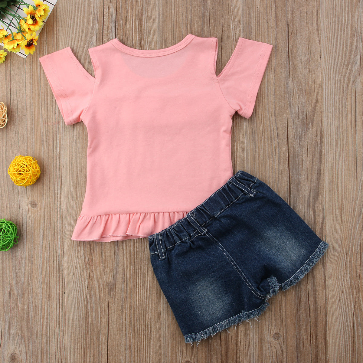 2 Pieces Set Baby Kid Girls Solid Color Tops And Shorts Wholesale 22121617