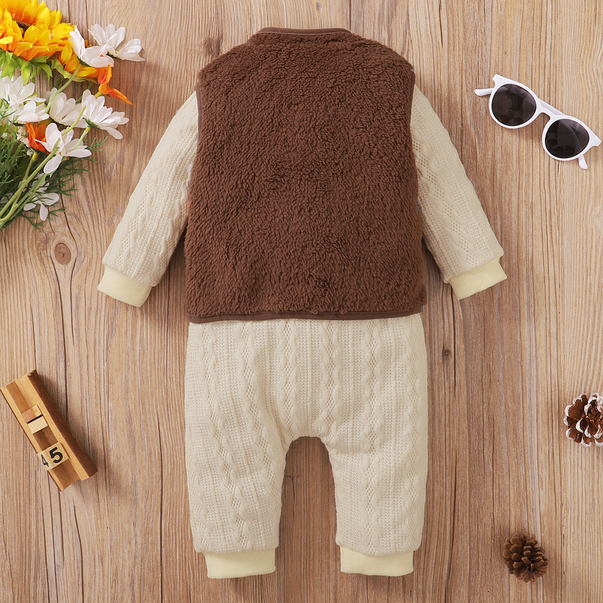 2 Pieces Set Baby Unisex Solid Color Vests Waistcoats And Crochet Jumpsuits Wholesale 221216182