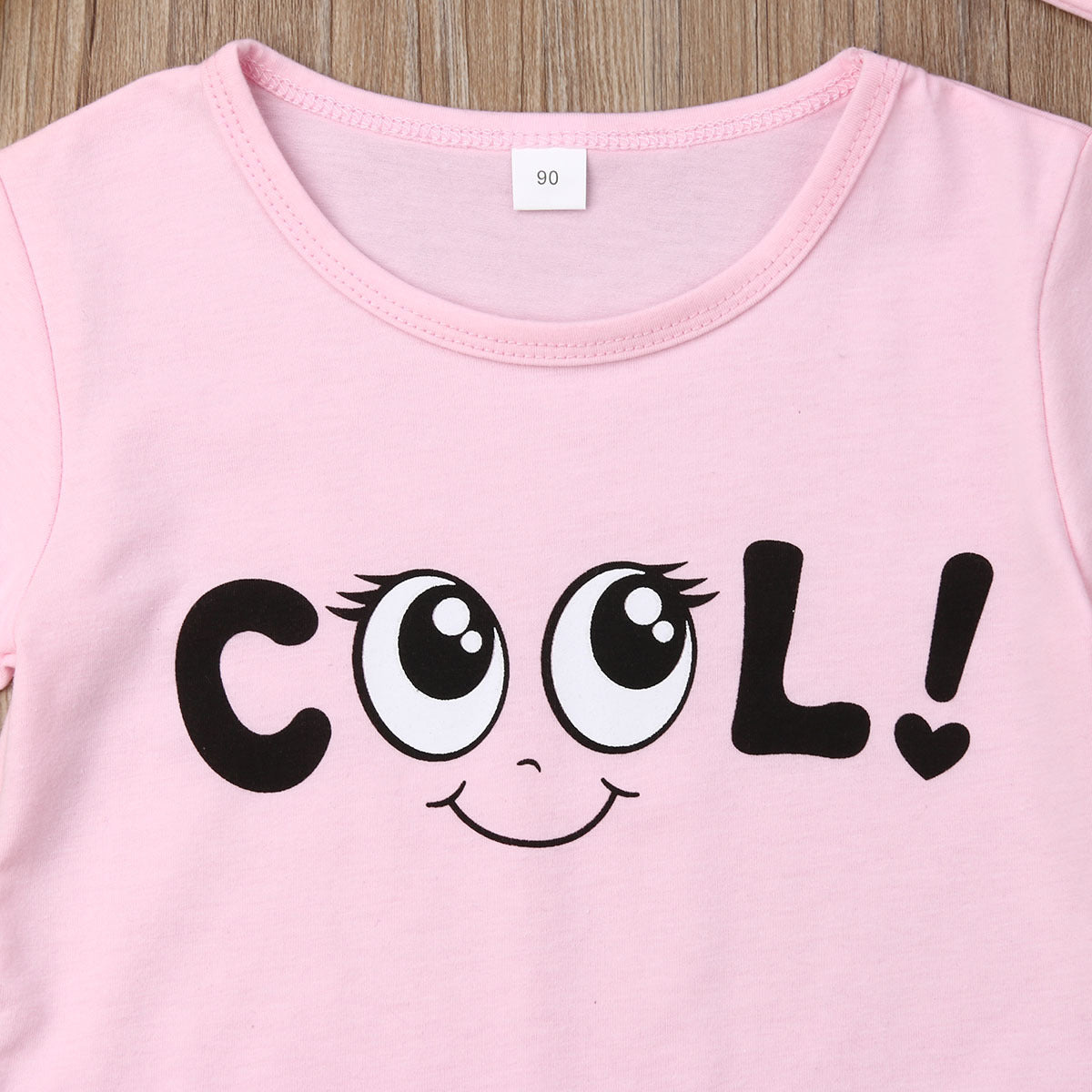 2 Pieces Set Baby Kid Girls Letters Expression Print T-Shirts And Leopard Ribbon Shorts Wholesale 22121624