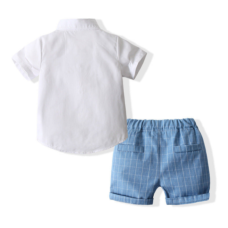 3 Pieces Set Baby Kid Boys Bow Shirts And Checked Vests Waistcoats And Shorts Wholesale 221216255