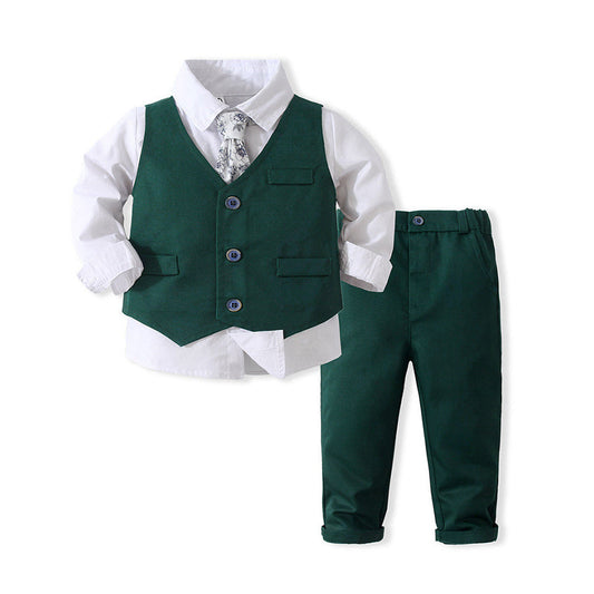 3 Pieces Set Baby Kid Boys Solid Color Shirts Vests Waistcoats And Pants Wholesale 221216263