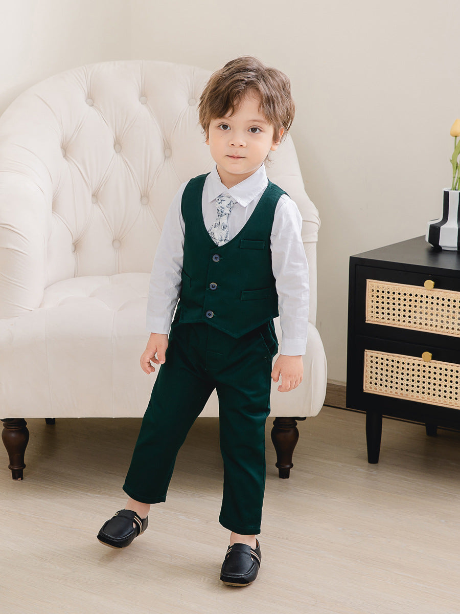 3 Pieces Set Baby Kid Boys Solid Color Shirts Vests Waistcoats And Pants Wholesale 221216263