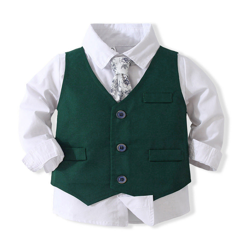 3 Pieces Set Baby Kid Boys Solid Color Shirts Vests Waistcoats And Pants Wholesale 221216263