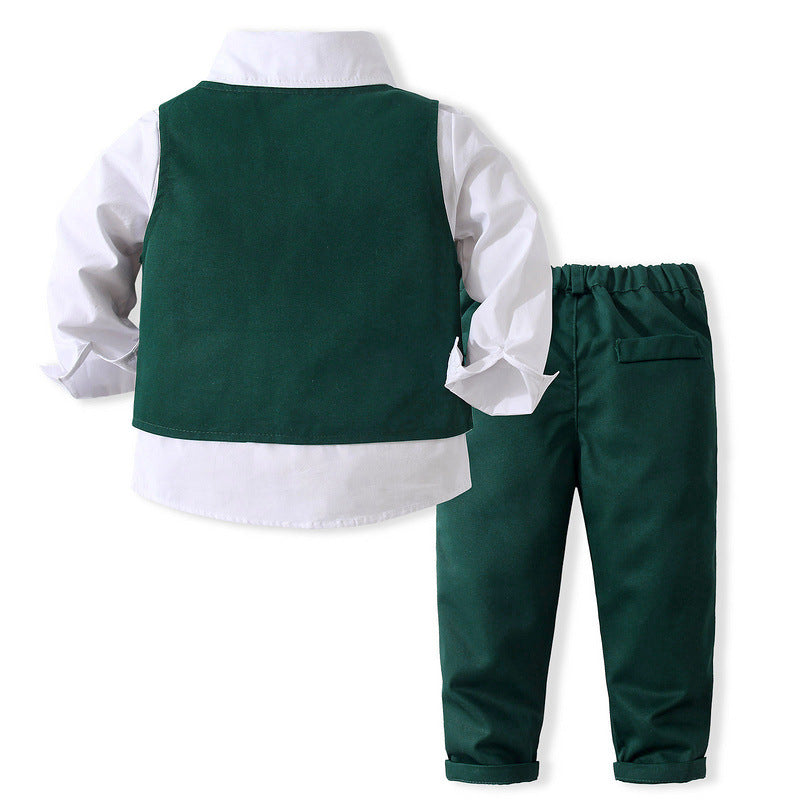 3 Pieces Set Baby Kid Boys Solid Color Shirts Vests Waistcoats And Pants Wholesale 221216263