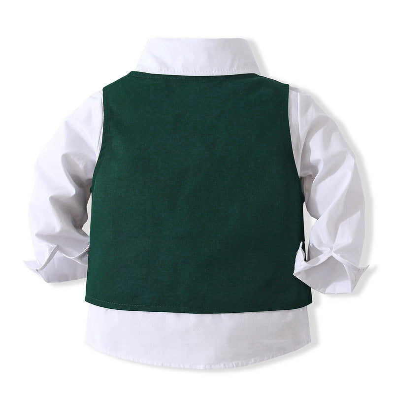 3 Pieces Set Baby Kid Boys Solid Color Shirts Vests Waistcoats And Pants Wholesale 221216263