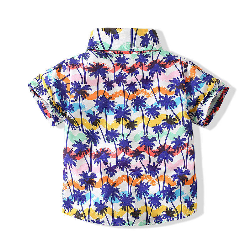 Baby Kid Boys Tropical print Plant Beach Shirts Wholesale 221216277