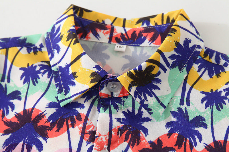 Baby Kid Boys Tropical print Plant Beach Shirts Wholesale 221216277