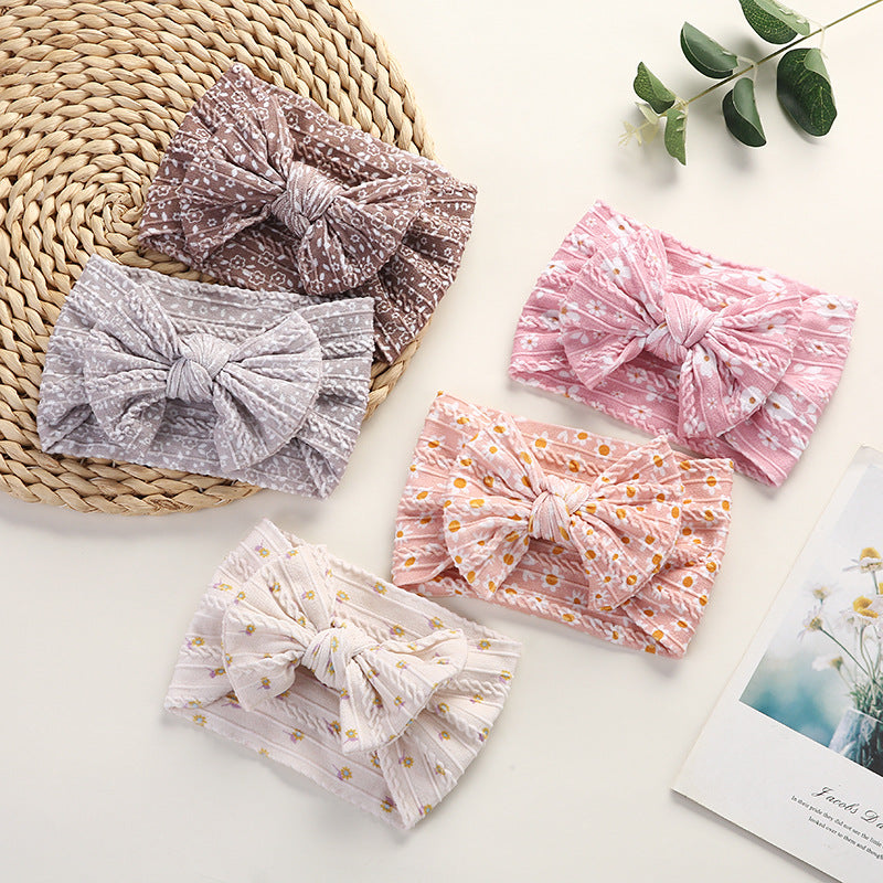 Girls Flower Bow Print Accessories Headwear Wholesale 221216281