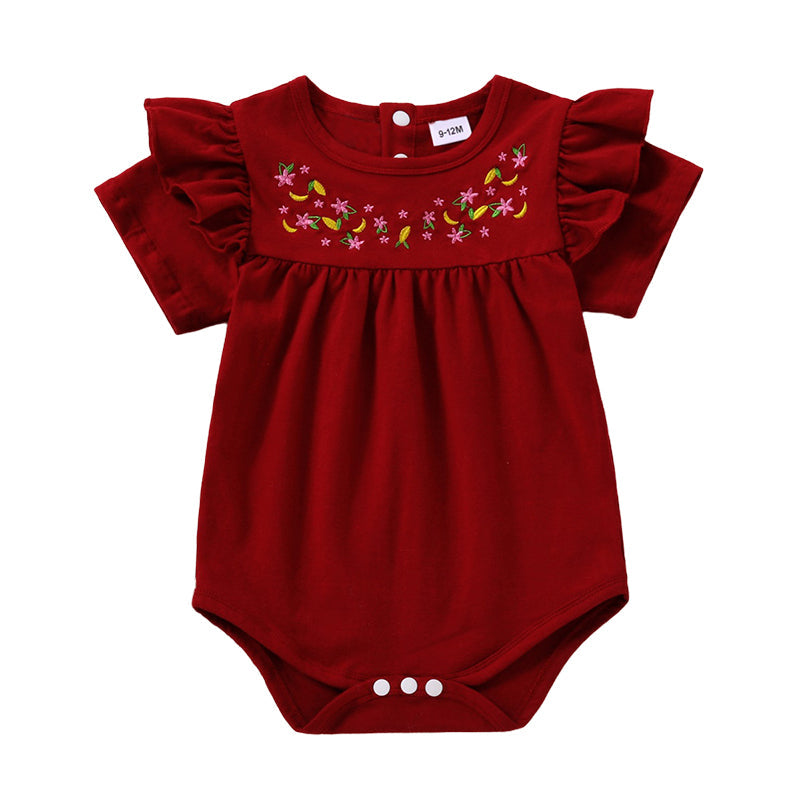 Baby Girls Flower Embroidered Rompers Wholesale 221216296