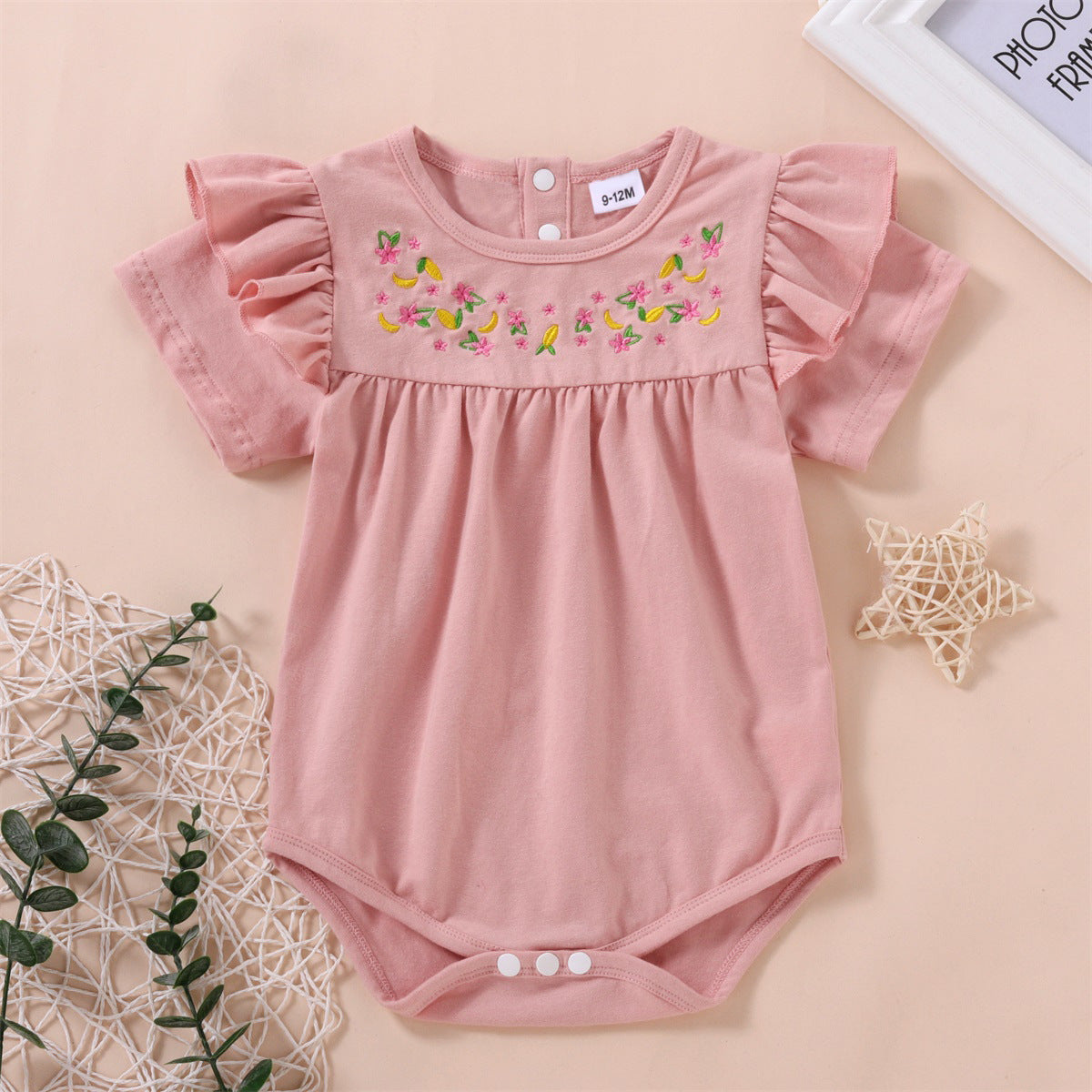 Baby Girls Flower Embroidered Rompers Wholesale 221216296