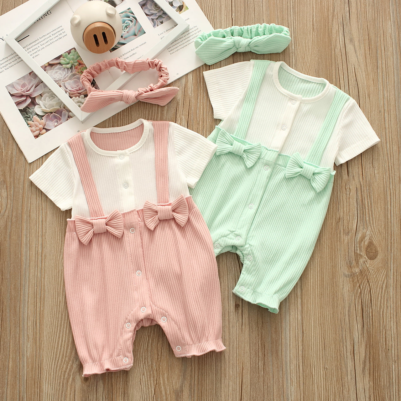 Baby Unisex Solid Color Bow Rompers Accessories Headwear Wholesale 221216334