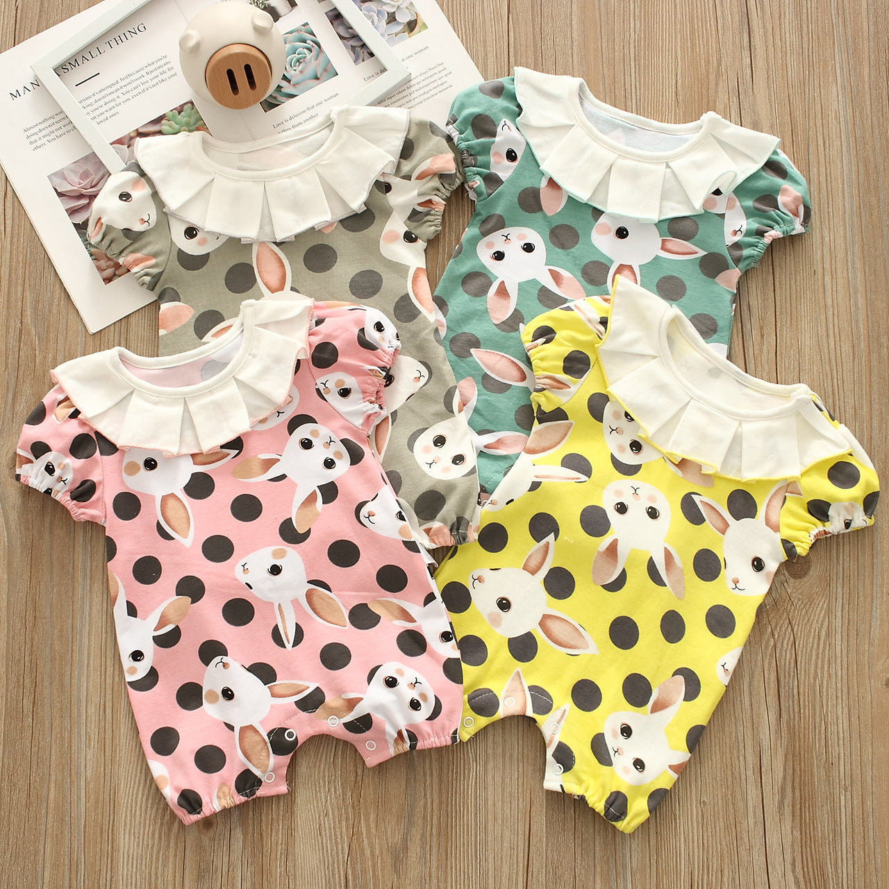 Baby Girls Polka dots Animals Print Jumpsuits Wholesale 221216352