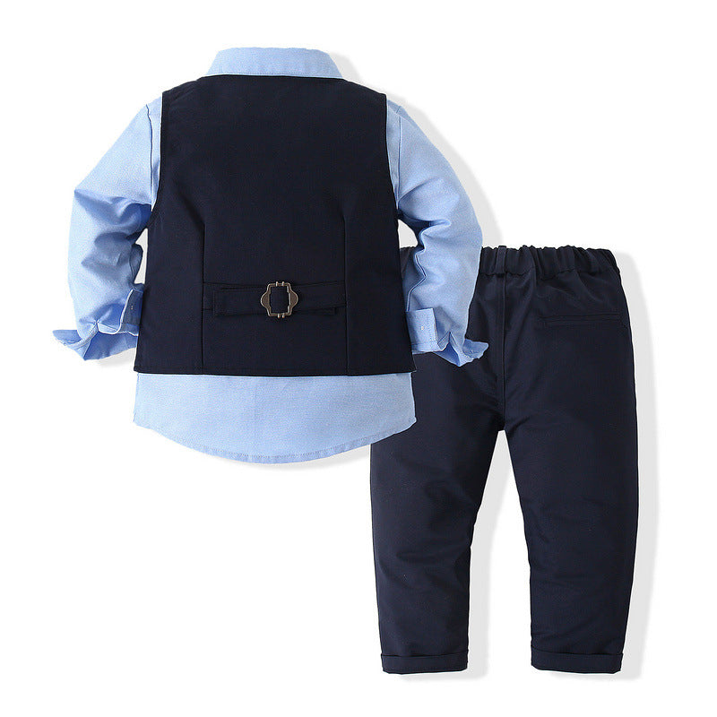 3 Pieces Set Baby Kid Boys Dressy Party Solid Color Vests Waistcoats And Bow Shirts And Pants Suits Wholesale 221216360