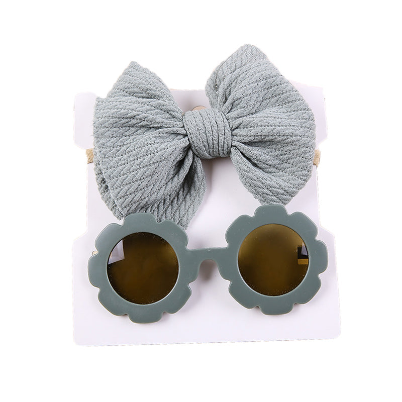 2 Pieces Set Girls Polka dots Bow Headwear And Glasses Wholesale 221216381