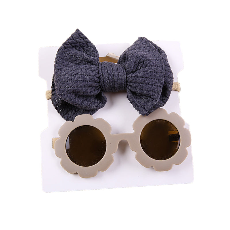 2 Pieces Set Girls Polka dots Bow Headwear And Glasses Wholesale 221216381