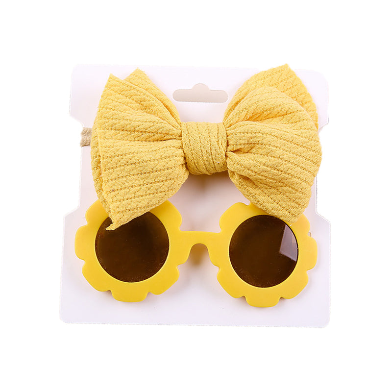 2 Pieces Set Girls Polka dots Bow Headwear And Glasses Wholesale 221216381