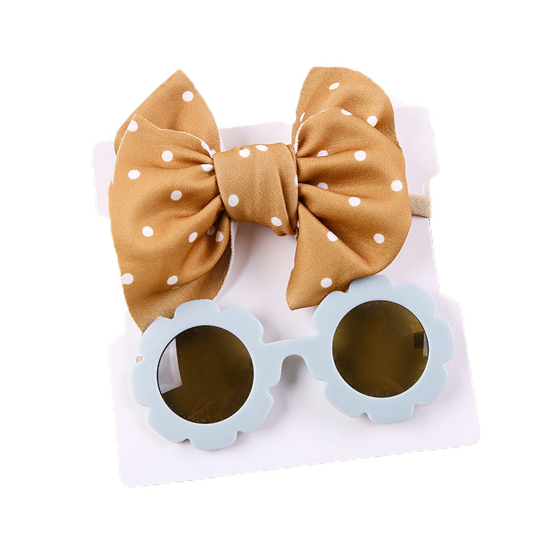 2 Pieces Set Girls Polka dots Bow Headwear And Glasses Wholesale 221216381