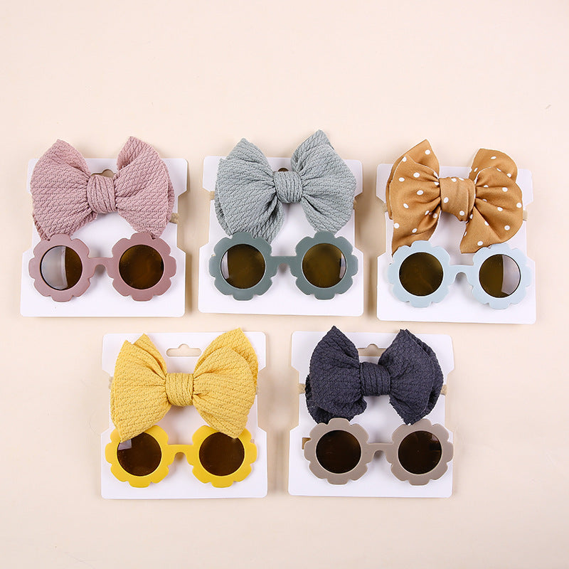 2 Pieces Set Girls Polka dots Bow Headwear And Glasses Wholesale 221216381